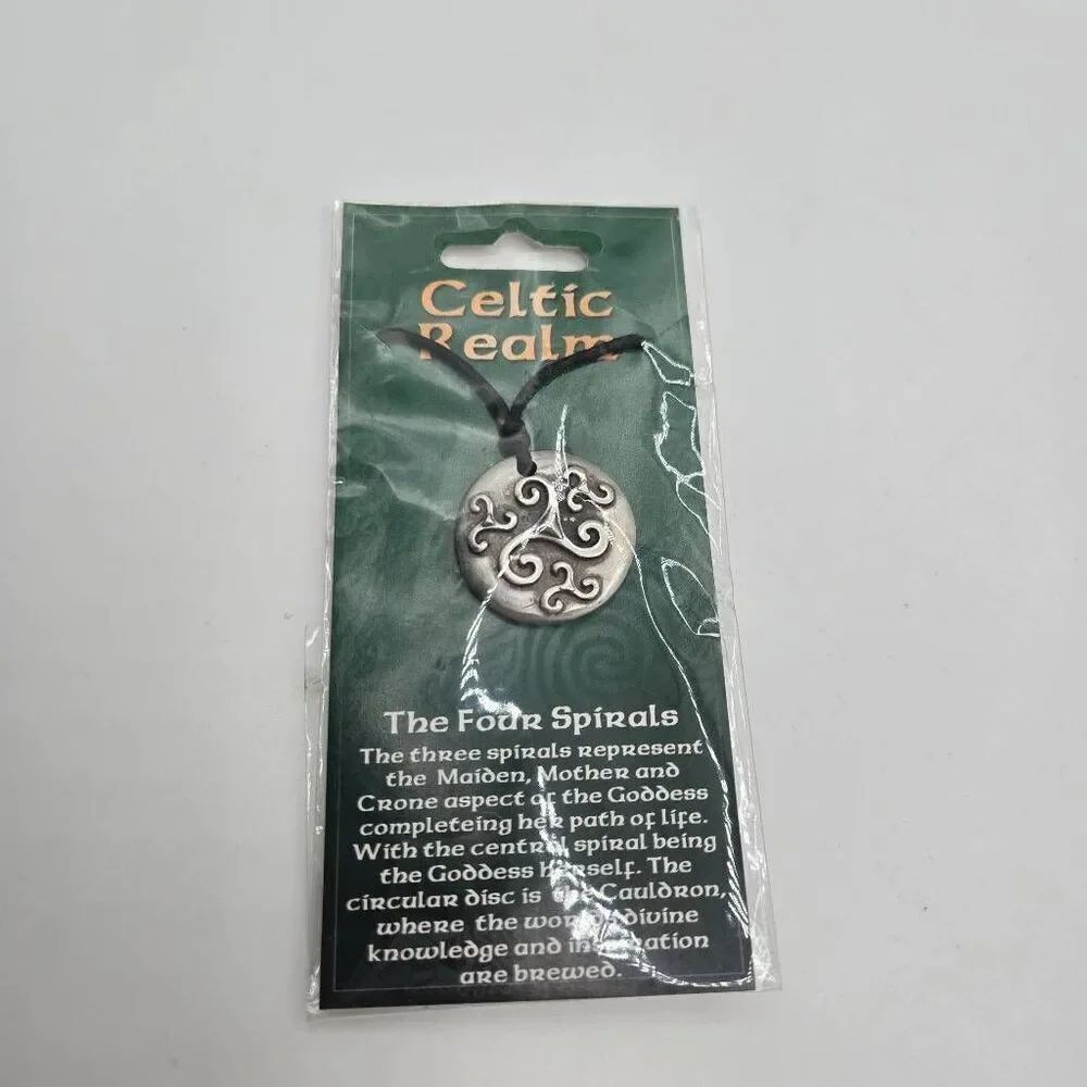 Celtic Realm The Four Spirals Pendant Necklace Pewter
